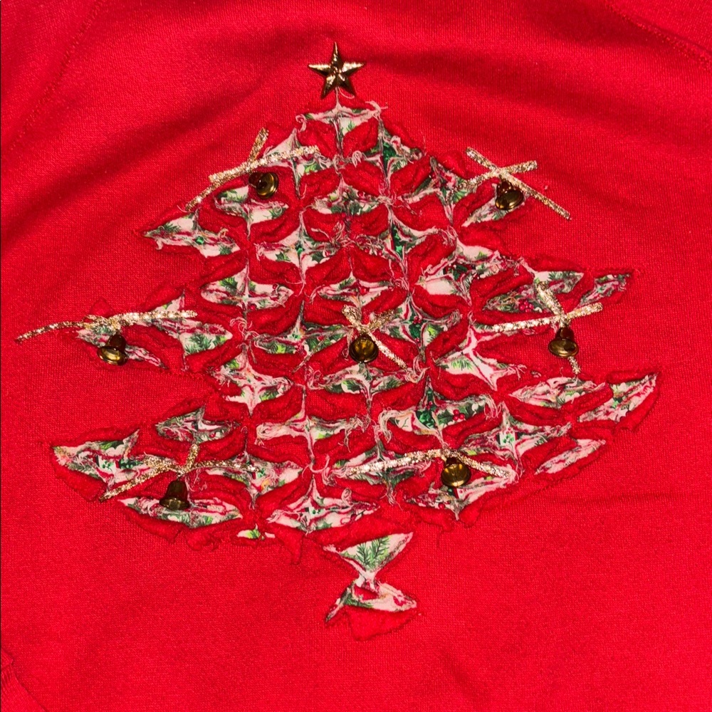 Vintage Basics Red Christmas/ bell Crewneck Sweatshirt